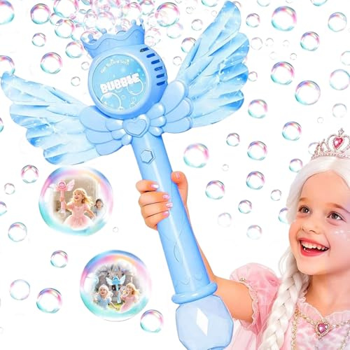 Efymosce Seifenblasenstab, Elektronische Seifenblasenmaschine, Elektrisch Seifenblasenspielzeug mit Seifenblasenlösung/Akku, Bubble Machine Maker 10000+ Blasen Geschenk/Geburtstag/Party/Hochzeit