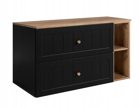 Rodan Moderne Möbel - Schrank Gold Craft Oak, Schwarz - Möbelstück - Bastelregal – Bastelplatte 60 cm + 80 cm