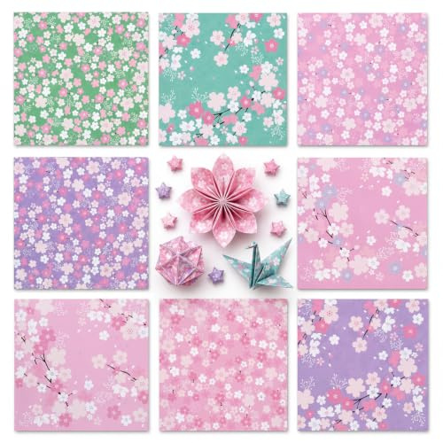 Origamipapier Kirschblüten, 180 Blatt Faltpapier 15x15 cm Sakura Muster | Japanisches Design mit Sakura Motiven für Origami, Basteln, Karten, Dekoration und kreative DIY-Projekte