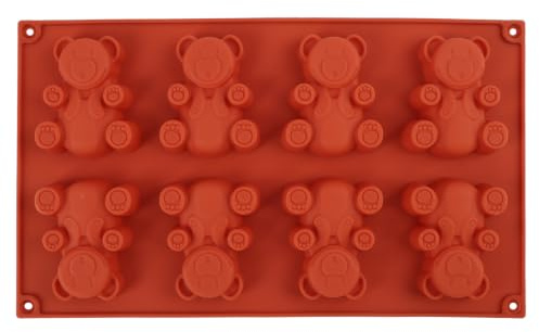 Sylalxeba Moule Ours Allongé 3D Silicone 8 Cavités Antiadhésif - Flexible pour Cake Chocolat Savon Praline Fondant Glace Décoration - Four Micro-ondes Lave-Vaisselle