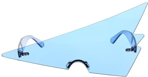 LAPYAPPE Modische Dreieckige Randlose Brille aus Robustem PC Material für Karneval und Kostümpartys Witzige Brillen für Erwachsene in Blau