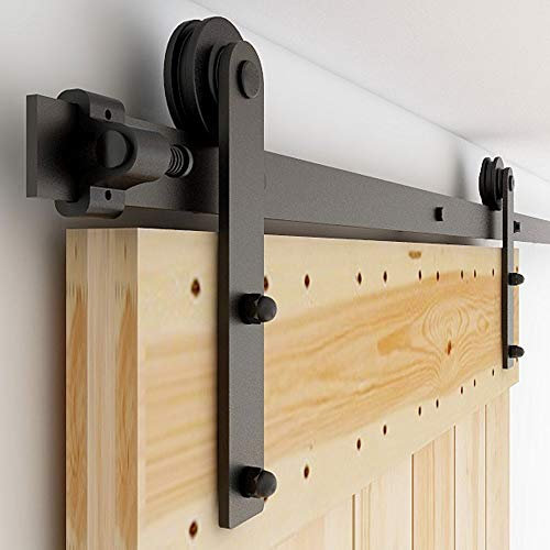 Ccjh American Country Style Grange de porte coulissante en acier de matériel à l'intérieur pour porte simple Noir (1,2 m), noir