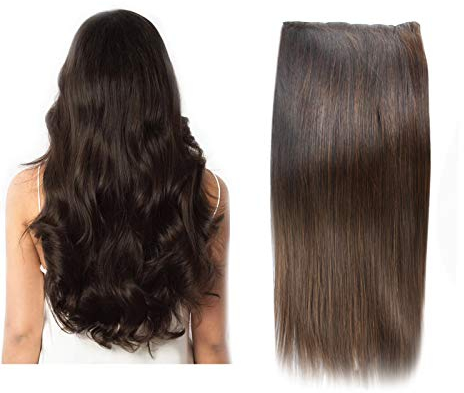 (35cm-55cm) Clip In Extensions Echthaar Set 10pcs 220g 100% Remy Echthaar für Haarverlängerung glatt Haarteile (2#, Dunkelbraun, 55cm)
