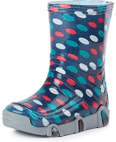 Ladeheid Kinder Mädchen Jungen Gummistiefel SwkBW 24 (Dunkelblau Punkte, 27/28 EU)