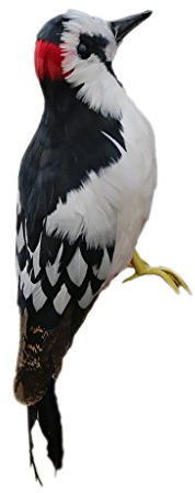 Realisierte Vogel Gartenfigur Garten Feder Dekofigur Gartenskulptur, aus Kunstharz, Wetterfest, Specht, 33x10x6cm
