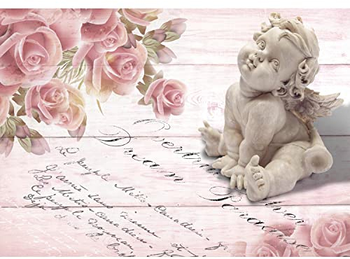 Runa Art Papier peint intissé Mural Vintage Floral Rose Ange Moderne Toison Salon Chambre à Coucherr Salle - Tableaux Muraux Tapisserie Photo - rose 9231010b