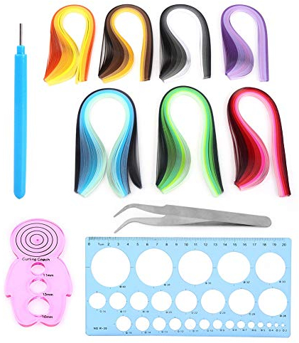 Papier Quilling Kits Set 700pcs 5mm Quilling Streifen + Curling Schlitzstift Pinzette Herrscher