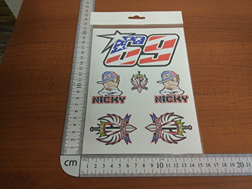 Ecoshirt NZ-KR49-QY9T Aufkleber Stickers Nicky Hayden 69 Kentucky Pg25 Aufkleber Autocollants Adesivi Moto GP Decals Sbk Rossi
