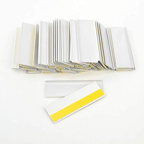 Selbstklebende Etikettenhalter für Einstecketiketten 100 mm Breit/Tickethalter/Etiketten Halter (54 mm Höhe, Weiß, 50 Stück)