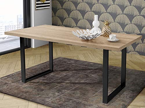 möbelando Esszimmertisch Küchentisch Speisetisch Holztisch Esstisch Tisch Talbert XI Sonoma-Eiche/Schwarz