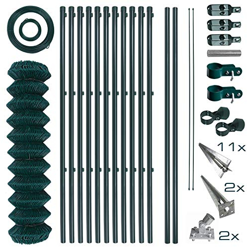 ESTEXO Maschendrahtzaun Gartenzaun Set Komplettset Zaun Gartenzaunset Zaunset Drahtzaun Maschendraht mit Einschlaghülsen (1,25 x 25 m)