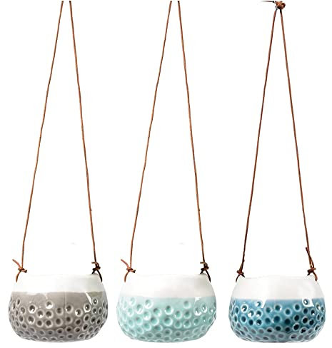 Burgon & Ball Baby Dotty Lot de 3 mini pots en céramique à suspendre