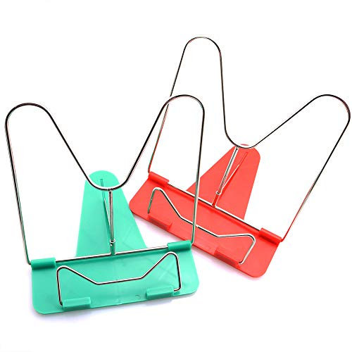 Heyous 2pcs Kreative Einstellbare Leseständer, Buchstütze für Lehrbuch, Musikbuch, Staffelei, iPad, Küche, Kochbuch, Rezept (1 Stück rot + 1 Stück grün), 21 x 17 cm