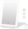 FUNTOUCH Rechargeable Travel Makeup Vanity Mirror with 72 Led Lights, Portable Lighted Makeup Beauty Mirror, 3 Color Lighting, Dimmable Touch Screen, Tabletop LED Folding Cosmetic Mirror with Lights