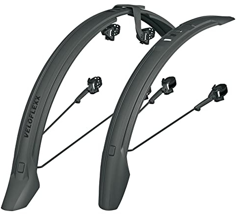 SKS GERMANY VELOFLEXX 65 SET 29'' Schutzblech-Set (Spritzschutz für Mountain- und Citybikes, für Reifenbreiten 52 - 60 mm, verstellbarer Rahmenadapter, inkl. Klettverschlüsse und Spanngummis)