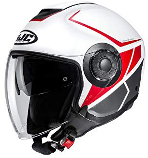 HJC Helmets Unisex-Adult I40 Camet Motorradhelm, Weiss rot gris, XL