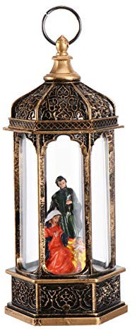 NUOBESTY Tischlampe Urlaub Tischdekoration Beleuchtete Schneekugel Laterne Jesus Krippe Weihnachten Schneekugeln Batteriebetriebene Wasserlaterne Home Desktop Ornamente Vintage Dekor