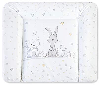 Julius Zöllner Wickelauflage Softy 75x75 cm - Wickelunterlage - wasserdicht und abwischbar - Made in Germany – Oeko-Tex Standard 100 – Häschen und Eule