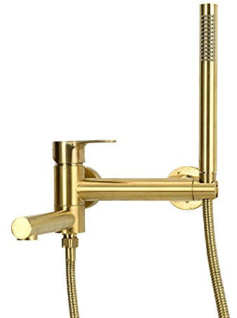 Gx Grifo Bañera con Alcachofa De Mano Mezclador De Bañera Negro De Latón Monomando Montaje En Pared, Incluye Soporte Y Manguera De 150 Cm, Grifo De Ducha