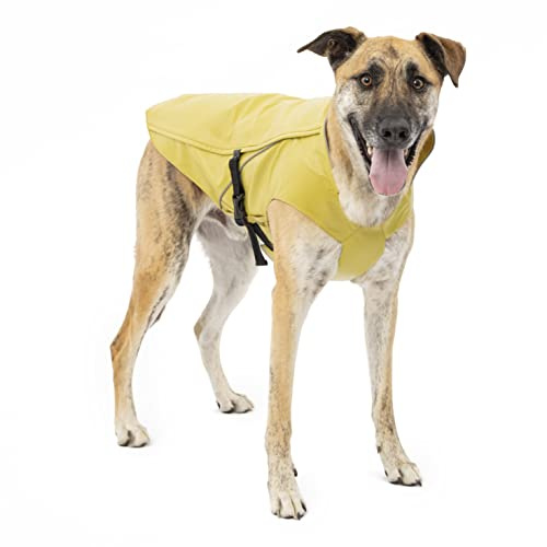 Kurgo Halifax Regenschale, Hartschale Hund Regenmantel, wasserdichte Regenjacke für Hunde, Haustier Poncho, reflektierend, Leinenöffnung, Schnellverschluss Schnallen (Gelb, SM)