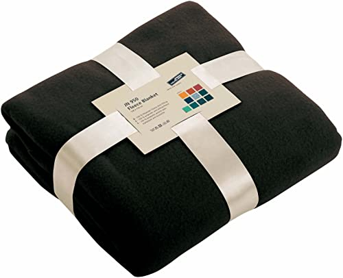 Schnoschi Schwarze Fleece Kuscheldecke mit Namen Bestickt 170 x 130 cm Sofadecke Fleecedecke warme Decke
