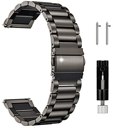 JUSUTEK 2025 Universelles Uhrenarmband aus Titanlegierung, 16/18/20/22 mm, Metallarmband, Schnellverschluss-Armband, Uhrenarmband, Titanbänder, kompatibel für Männer und Frauen, Dunkelgrau, 18 mm