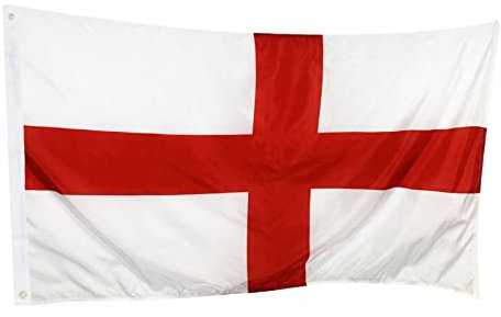Bandera de Inglaterra 150x90cm Con 2 Ojales de Metal - Color Brillante Para Eventos Deportivos, Fiestas y Desfiles