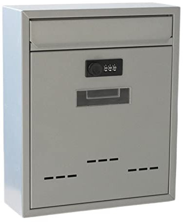 Grande boîte aux lettres murale avec serrure à code Boîte aux lettres Post Box Grande capacité Boîte aux lettres en fer étanche à la pluie, gris