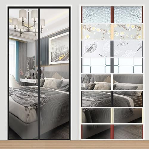 Türvorhang thermo kälteschutz filz wärmeschutzvorhang tür mit kräuselband magnet thermovorhang kälteschutz hitzeschutz haustür für türen Balkontür Wohnzimmer 110x230cm Schwarz durchsichtig