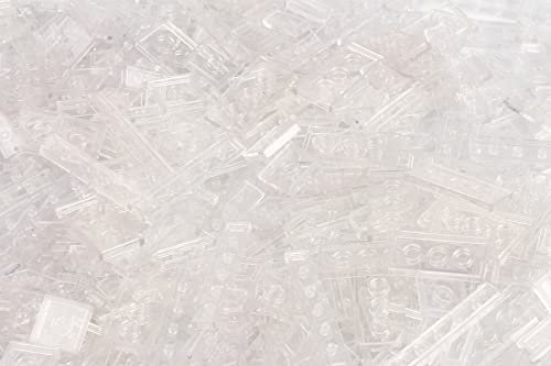 Steinchenshop Klemmbausteine 900 Stück Fliesen Tiles Trans Clear White nach Form Sortiert (transparent)