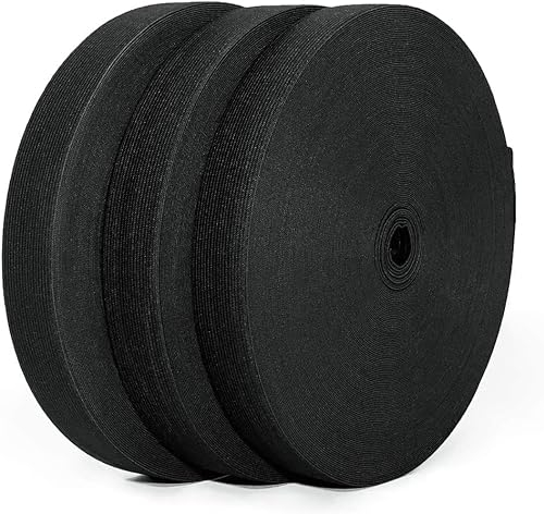50 Metros de Goma Elástica de Costura, Disponible en Varios Anchos, Cinta Elástica para Coser, Cinta Elástica Ancha, Goma para Coser y Manualidades, Goma para Ropa, (Negro, 2x25mm)