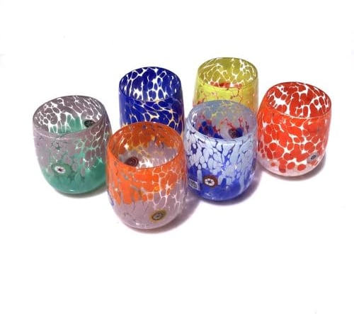 YourMurano - Murano Glass Venetian Traditional Glasses, Six Tumblers Set, Handmade Glassware, Blown Glass Artworks