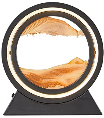 kyaoayo Tableau de sable rotatif avec veilleuse LED，10 Pouces Image de Sable Fluide Art de Sable Mobile，3D Sable Dynamique Art，pour Bureau, Maison, Art de Bureau (orange)