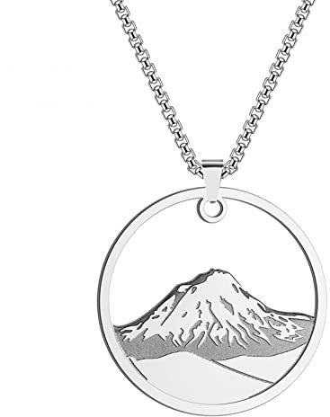 INCIDO Anhänger Halskette Anhänger Berg Halskette Männer Frauen Wandern Reise Schmuck Vintage Halskette Geschenk Halloween Party Geschenke Schmuck Festival Geschenk