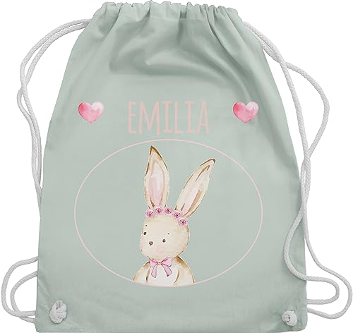 Turnbeutel Rucksack - Taschen - Osterhase süßer Hase Mädchen Geschenk I - Unisize - Pastell Grün - einem hasen ostern osterhasen oster beutel kindergarten kita hasenmotiv tasche häschen