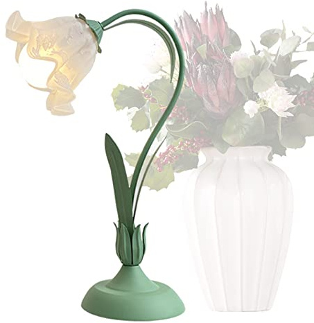 Blütenblattform, Tischlampen, Metall, Rosa, Tulpe, Retro, Nachttischlampe, kreativ, weiß, pastoraler Stil, geeignet für die Beleuchtung im Wohnzimmer, Esstisch und Schlafzimmer (grün)