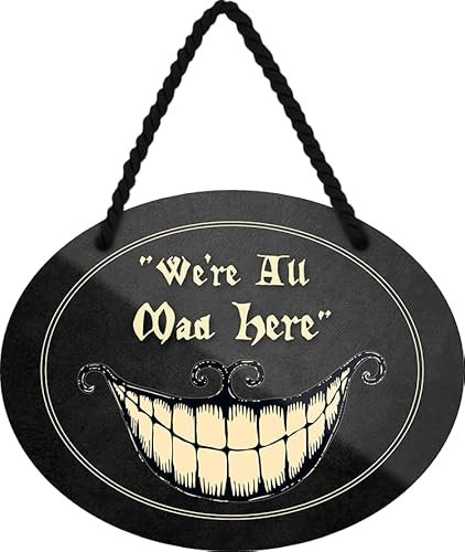 schilderkreis24 – Blechschild Lustiger Spruch “We're all mad here“ Deko Geschenkidee Mann Frau 18x14cm