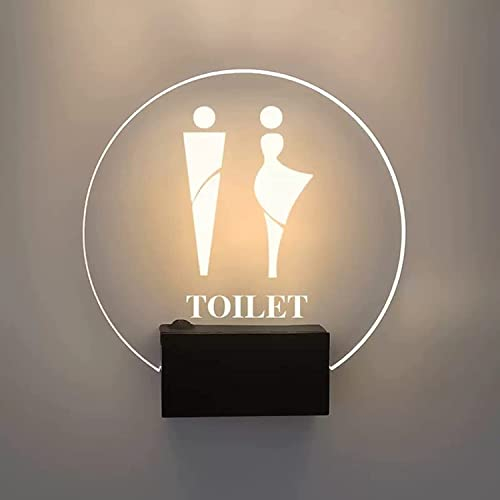 WC-Schild, männlich und weiblich, WC-Schild, Wandhalterung, Toilette, beleuchtetes Schild, 17,8 cm runde Badezimmerschilder für Büro, Geschäft oder Zuhause (D) (Farbe: C)