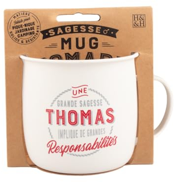 Mug Nomade - Mug à thé et café personnalisé Thomas - Cadeau pour Homme, Couleurs Pastel (par Exemple, Rose, Bleu, Vert, Jaune)