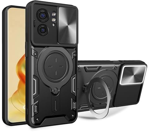 LXHGrowH Funda para Motorola Moto Edge 40, Fundas Protectora Antigolpes de Grado Militar [360°] Magnético Soporte, Carcasa Anti-Shock Armor con Protección Deslizante para la Cámara, Negro