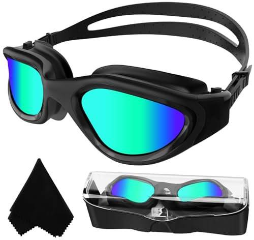 Winline Polarisiert/Nicht Polarisiert Schwimmbrille Erwachsene Jugendliche,Anti-Beschlag-UV-Schutz Wasserdicht klare Sicht einfach einzustellen mit weichen Nasenstegen für Herren Damen