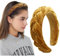 LEBENSWERT Haarreif Samt Geflochtener Haarreifen Damen Trachten Haarreif breit Vintage Harrband Mode Stirnbänder für Frauen (Karamell)