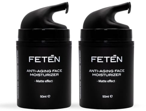 FETĒN Gesichtscreme Männer – Feuchtigkeitsspendende Anti-Falten Creme mit Hyaluronsäure – Anti-Aging & Mattierende Gesichtspflege – Tages- & Nachtcreme Männer – Hautpflege gegen Akne 50ml (2er Pack)