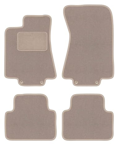 Velours-Fußmatten passend für Jaguar XJ VII 2002-2009, Beige, LUX | passend für Limousine; Velours-Teppich (Polypropylen), ca. 6,5 mm; rutschfest, Druckknöpfe 16 mm