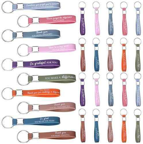 Lot de 30 porte-clés en silicone avec citation inspirante - Cadeau de remerciement pour bureau, école
