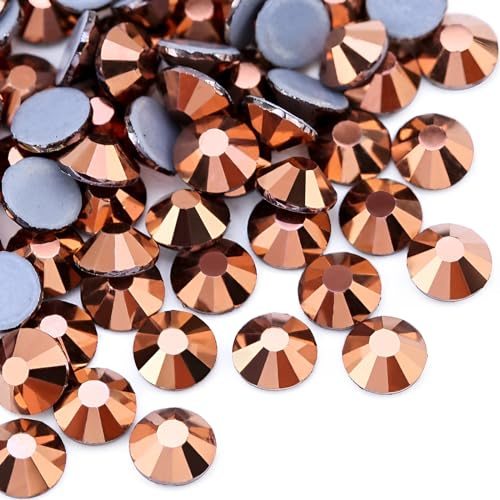 Jollin 2880 Stück Hotfix Kristall Flache Rückseite Strasssteine Glas Diamanten Edelsteine für Basteln Kunsthandwerk Dekorationen Kleidung Schuhe 3,2 mm SS12 Roségold