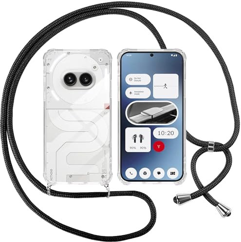 ISOI Coque pour Nothing Phone 2a / 2a Plus avec Cordon - Tour de Cou Lanière en Corde - Transparente Silicone Housse avec Cordage Lanyard Case pour Nothing Phone 2a / 2a Plus Collier Cover, Noir