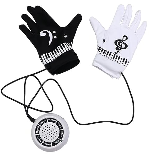 HEMOTON Elektronische Pianohandschuhe Mit Musikalischen Fingerspitzen Tragbare Smarthandschuhe Mit Clip Vielseitige Klangoptionen Und Hintergrundrhythmen Geeignet Für Musiker Anfänger Und