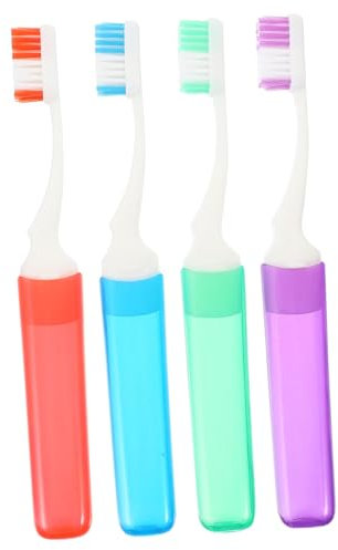 ORFOFE Reisezahnbürste 4 Stück Mit Feinen Borsten Weiche Manuelle Zahnbürsten Tragbar Rutschfester Griff Ergonomisch Für Reise Und Outdoor