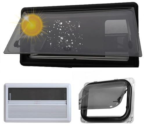 flatpincololee Finestra Push out per Camper, Vetro Acrilico Arrotondato a Doppio Strato Resistente ai Raggi UV con Tenda per la Privacy, Adatta per Porta a Parete del Camper da 1,18-3,15'',1450x550mm